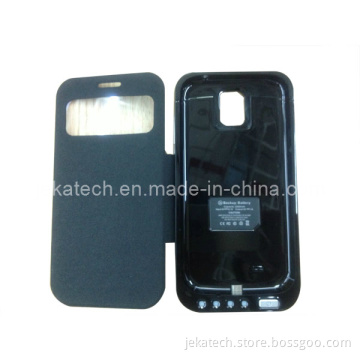 3200mAh External Battery Case with S View Leather Cover for Samsung Galaxy S4